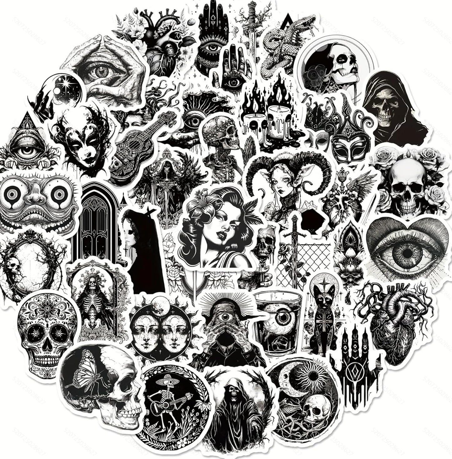 100 Pcs Dark Aesthetic Goth Stickers for Adults, Skull Sticker Packs for Water Bottle Kindle Laptop Phone DIY Crafts Card Making Scrapbook Art Journal