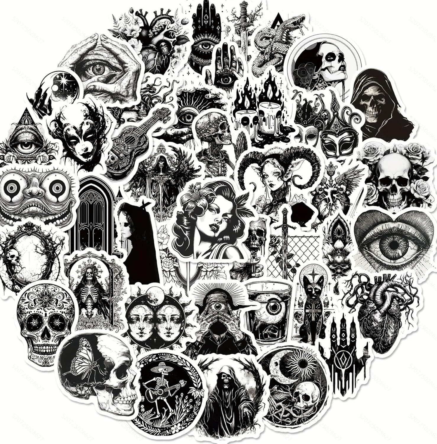 100 Pcs Dark Aesthetic Goth Stickers for Adults, Skull Sticker Packs for Water Bottle Kindle Laptop Phone DIY Crafts Card Making Scrapbook Art Journal