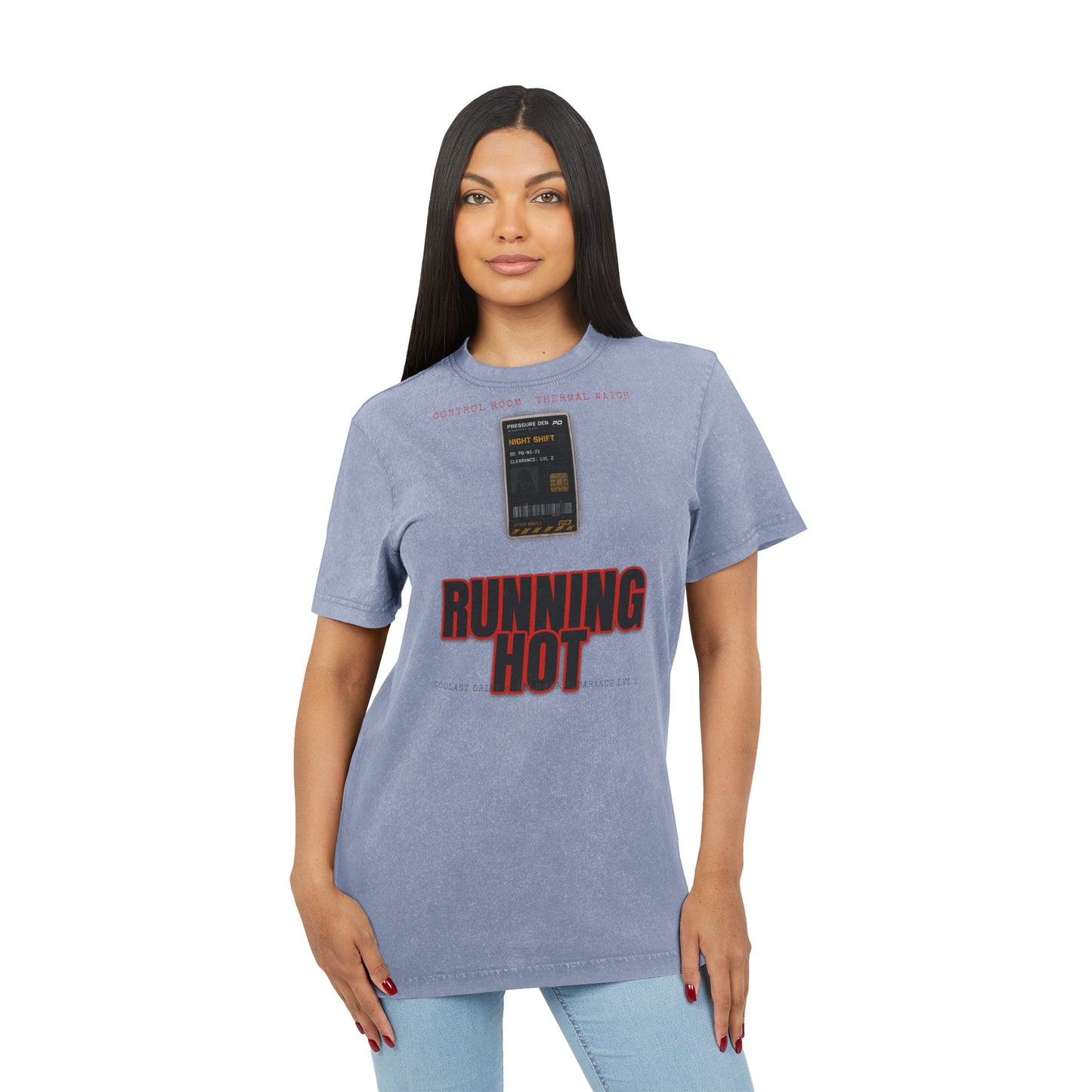 RUNNING HOT Acid Washed Round Neck Tee