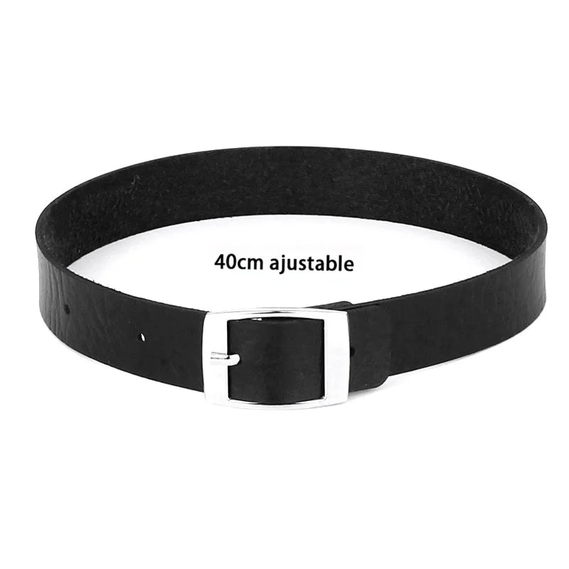 Vintage Sexy Harajuku Black Belt Collar Choker Necklace PU Leather Goth Choker Punk Gothic Necklace for Women Men