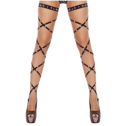 Ravishing Rhinestone-Embellished Transparent Fishnet Thigh-High Stockings for Unforgettable Rave Elegance