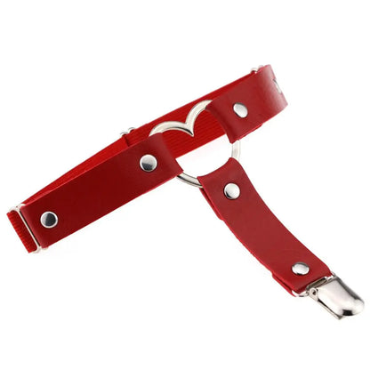 Punk Goth PU Leather Elastic Garter Belt Leg Thigh Ring Suspender Stockings Belt Leg Chain Harness Heart Body Jewelry