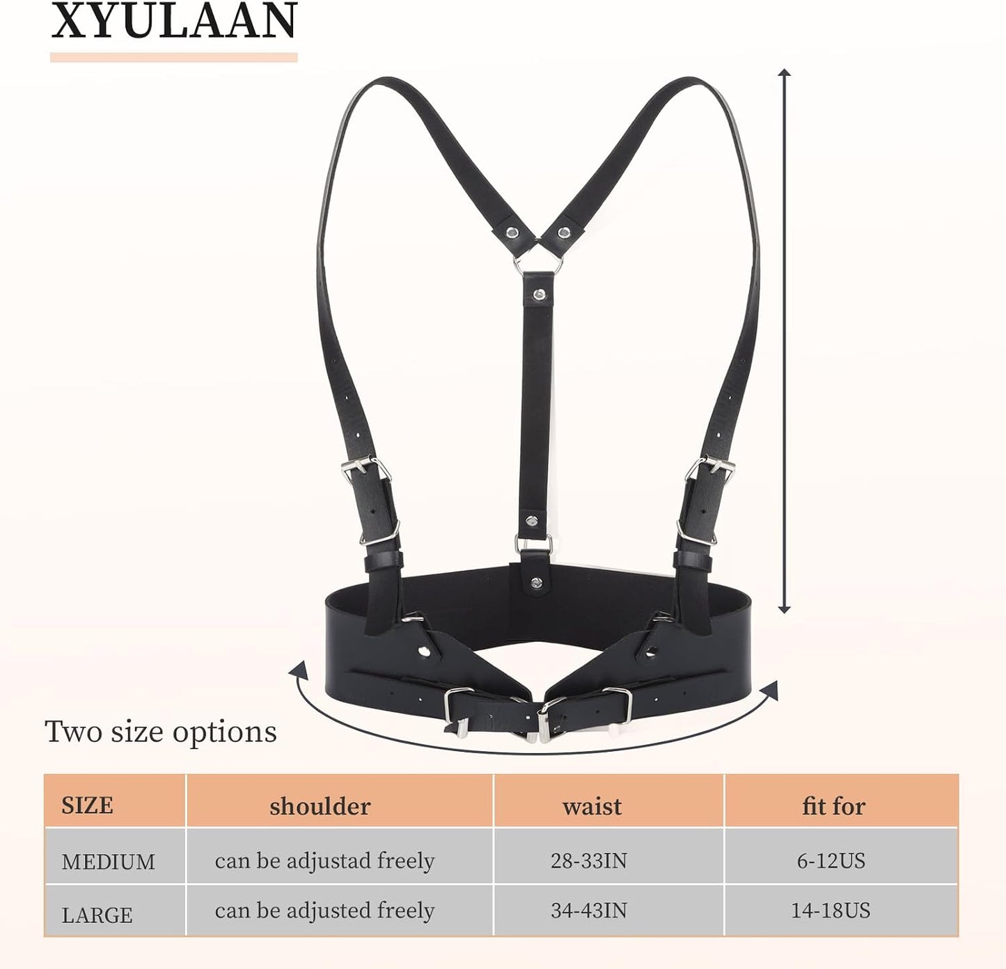 Body Chest Harness for Woman Fashion, Punk Rock Leather Vest Women Belt Top Wide Black Goth Belts Gothic Accessories