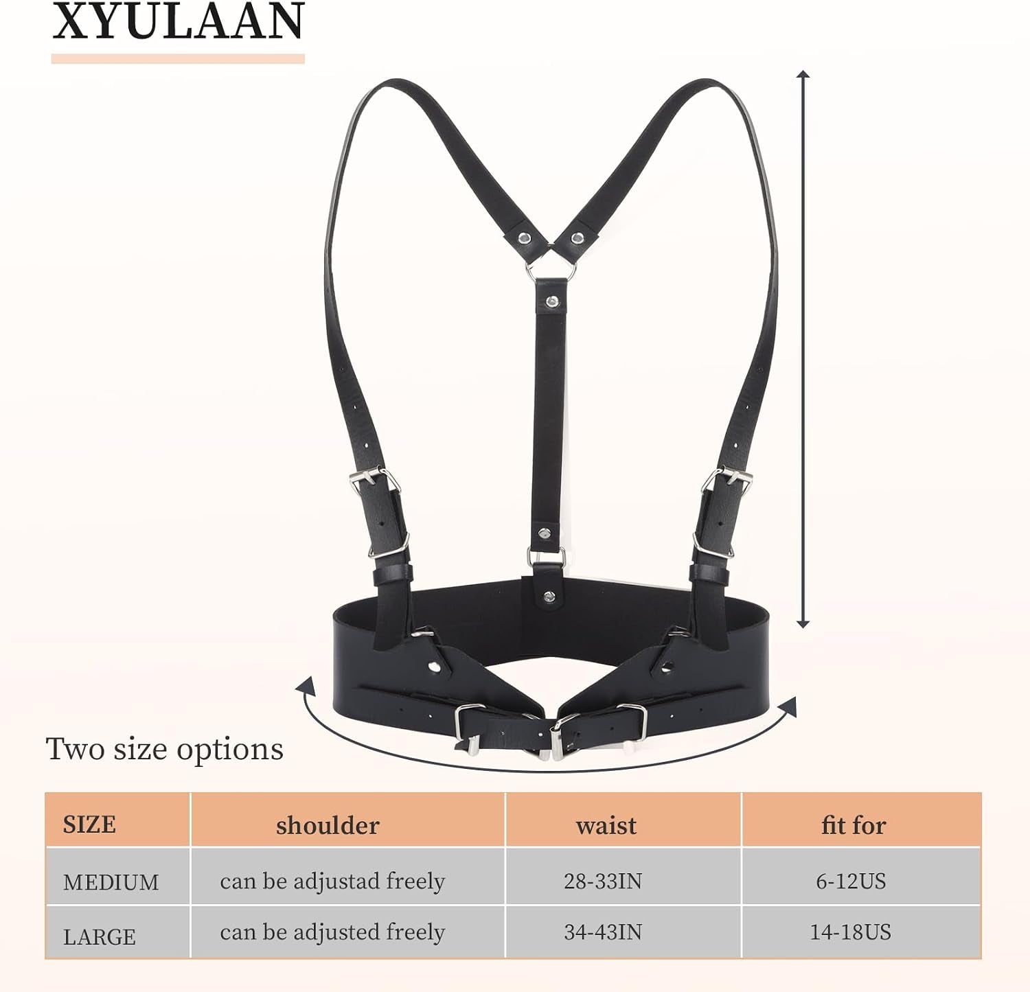 Body Chest Harness for Woman Fashion, Punk Rock Leather Vest Women Belt Top Wide Black Goth Belts Gothic Accessories