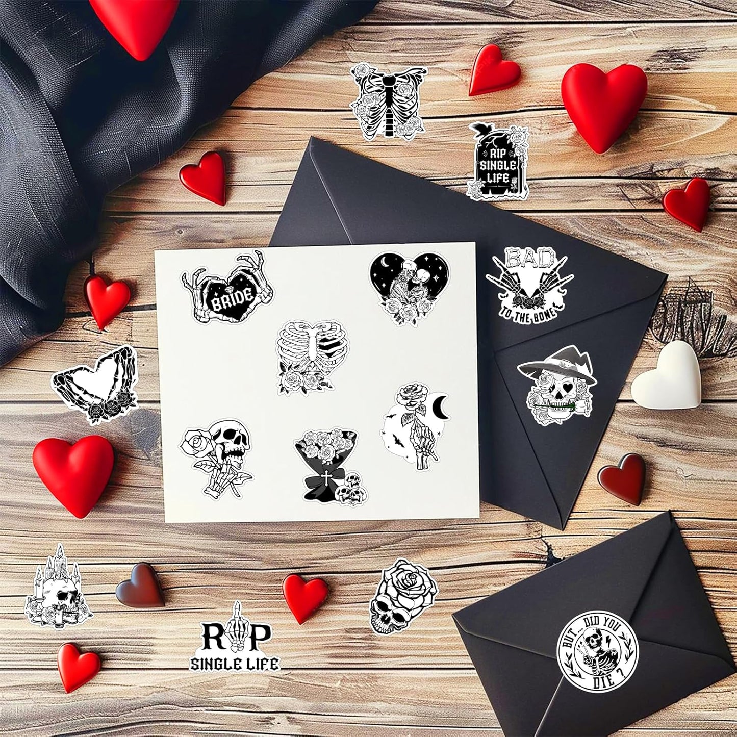 Bride or Die Wedding Stickers, 100Pcs Till Death Do Us Party Bachelorette Decorations Goth Stickers for Rip Single Life Engagement Party Bridal Shower Decorations Gothic