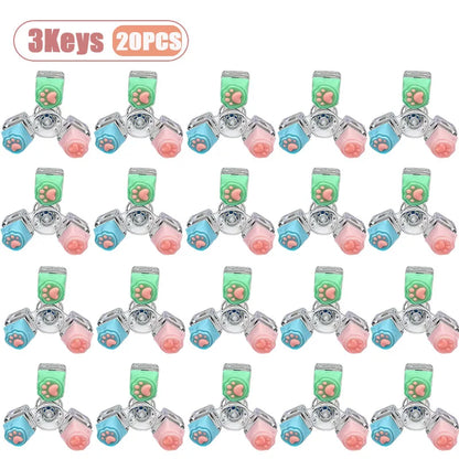 Cat Paw Clicker Keychain with LED Light - Stress Relief Fidget Toy for Anxiety - Portable and Fun!