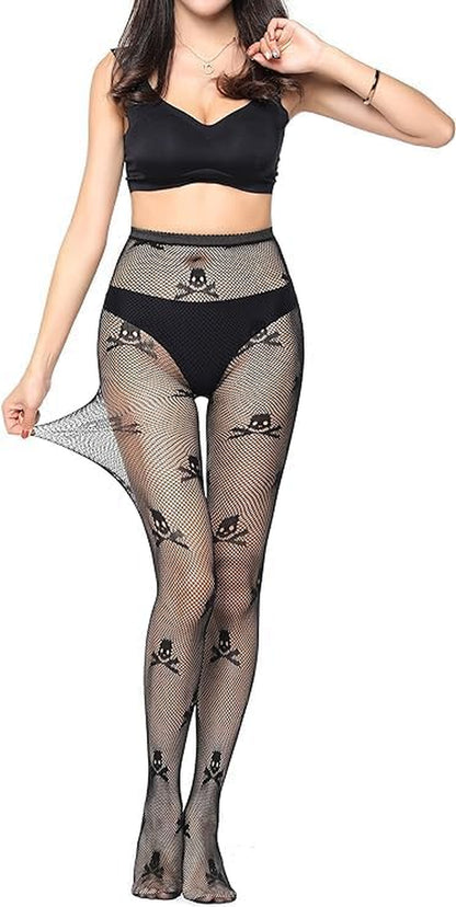 Elegant Fishnet Thigh-High Tights - Stylish Patterned Lace Leggings & Stockings in Classic Black