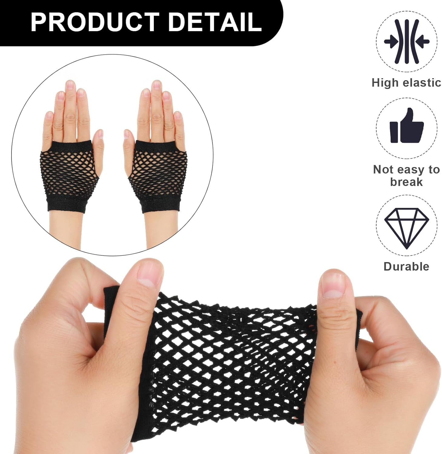 2 Pairs Fishnet Gloves Fingerless 80S Short Fishnet Gloves Women Fish Net Glove Emo Goth 80S Scene Accessories