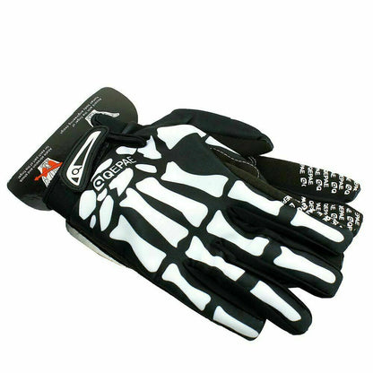 Gothic biker skeleton bone full finger gloves for racing, cycling, and mechanics featuring skeletal design by PressureDen.store