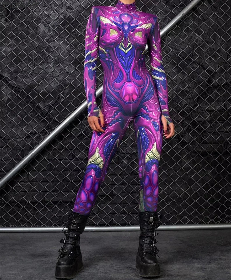 Sexy Halloween Muscle Cosplay Bodysuit for Women - High-Waisted Rave Outfit