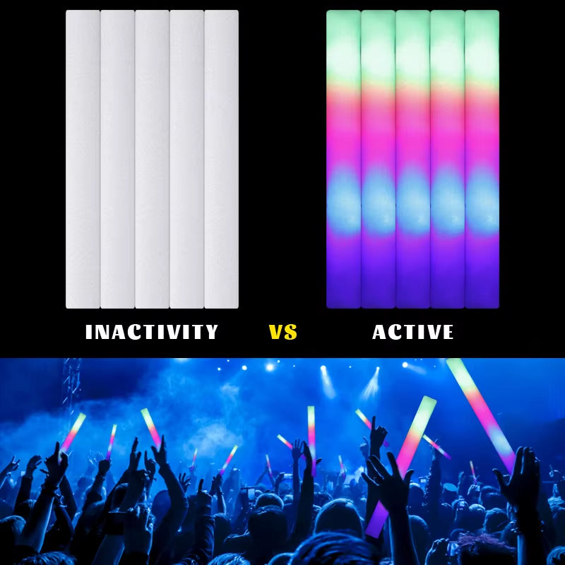 Vibrant 15/30 Pcs LED Glow Sticks - Colorful RGB Cheer Tubes for Parties, Weddings, and Events!