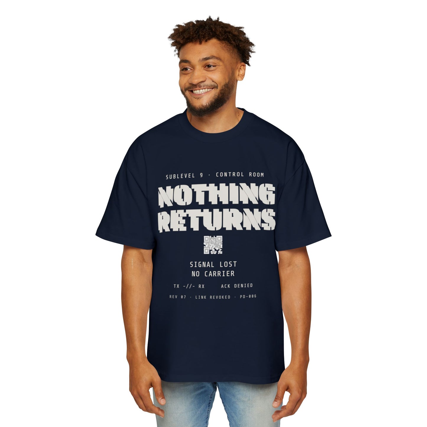 NO SIGNAL RETURNS Men's Heavy Oversized Tee