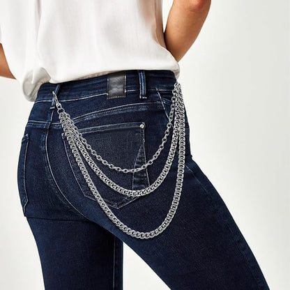 Pants Chain Trousers Chain Belt Chain Wallet Chain Pocket Chain Hip Hop Punk Jeans Chain Key Chain Goth Accessories for Eboy Egirl Women Men (Silver Chain/3)