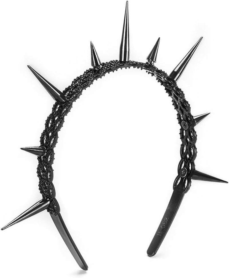 Gothic Crown Spike Headband for Women，Goth Spiky Dark Wicked Queen Headpiece， Black Tiaras Witch Costume Jewelry Accessories ，Halo Hair Hoop for Cosplay Halloween (Balck Headband)