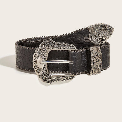 Luxury unisex goth Y2K jeans belt with a black punk style, 3.8cm waistband, suitable for men and women, boho fashion accessory.
