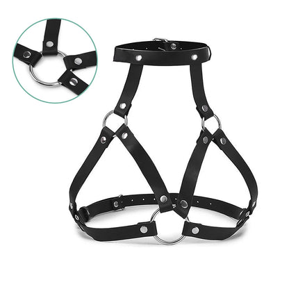Goth Punk Sexy PU Leather Bra Harness Fashion Chest Harness Woman Outfit Accessoreis Leather Cage Bra Harness Accessories