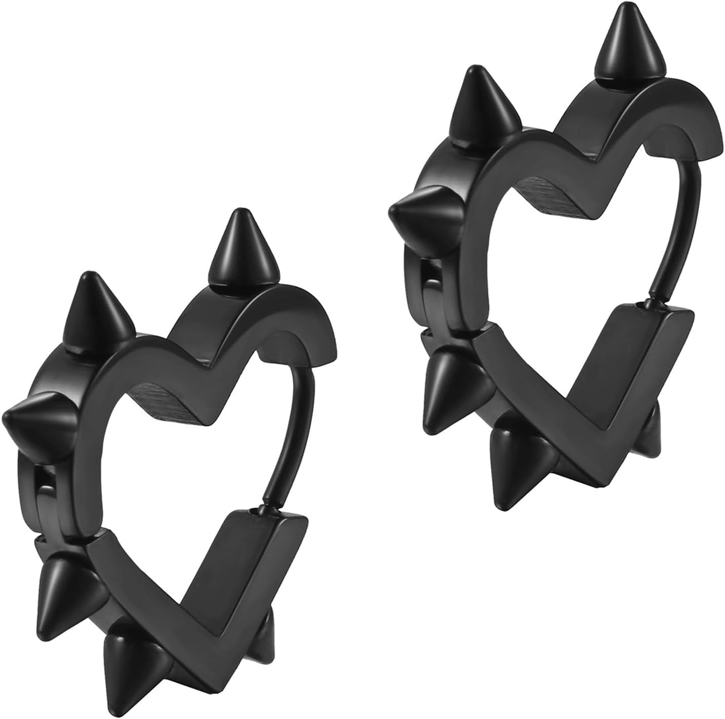 Gothic Heart Earrings,Huggie Hoop Spike Punk Grunge Emo Y2K Earrings Christmas Goth Jewelry Gift for Women