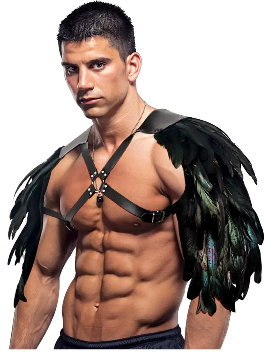 Medieval Leathers Costume Armour Halloween Cosplay Armors Shoulder Armour Feather Double Shoulder Guard Harness