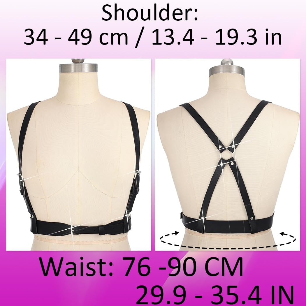 plus Size Leather Harness Belt Goth High Waist Belt Fshion Black Body Harness Rave Pu Chest Accessories for Women
