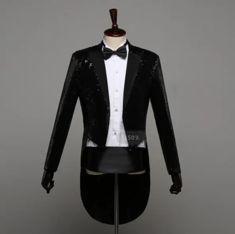 Fashion Swallowtail LED Tuxedo Luminous Costumes Glowing Vestidos LED Clothing Show Men LED Clothes Dance Accessories