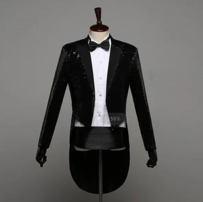 Fashion Swallowtail LED Tuxedo Luminous Costumes Glowing Vestidos LED Clothing Show Men LED Clothes Dance Accessories