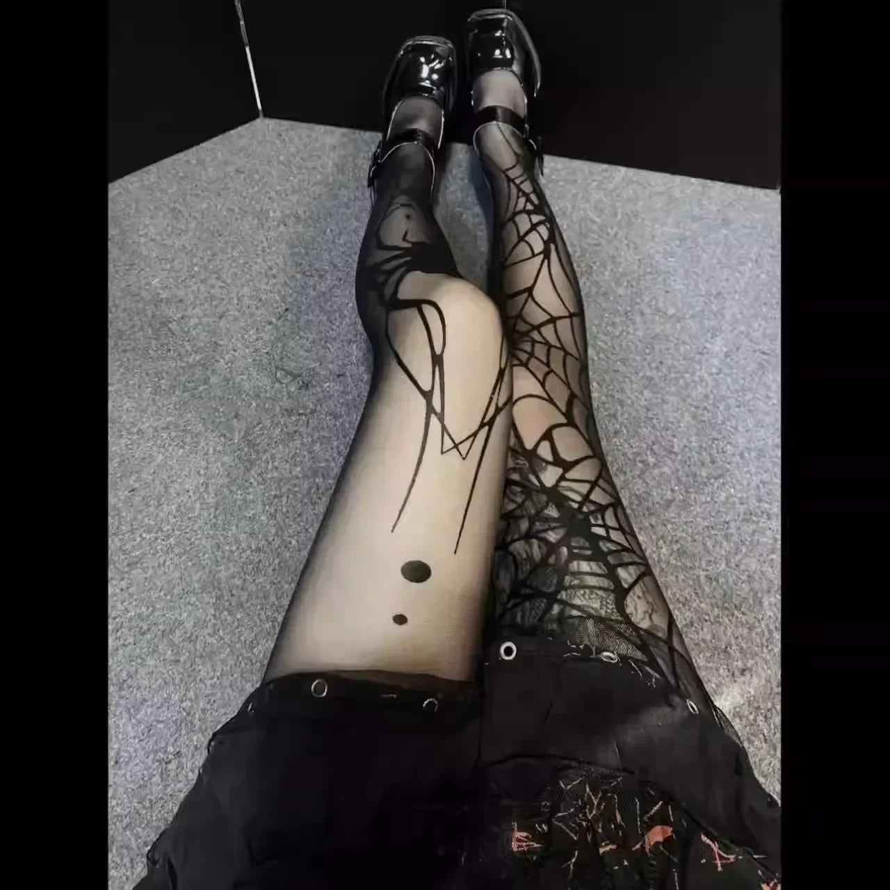 Gothic Big Spider Silk Stockings - Vintage Dark Fishnet Pantyhose for Emo & Alternative Styles