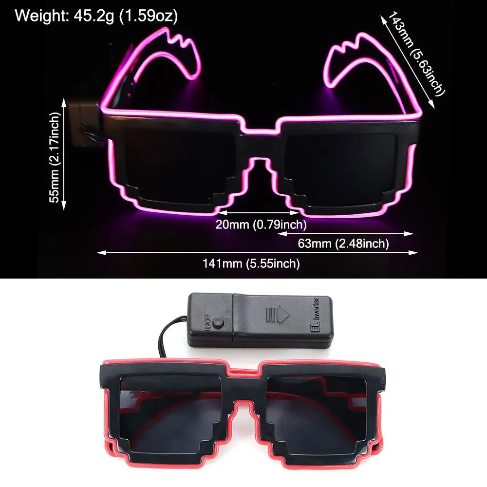 Mosaic LED Glow-in-the-Dark Glasses - Perfect for Rave Parties & Neon Christmas Fun!