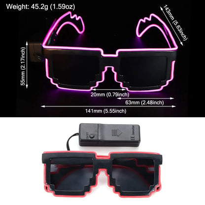 Mosaic LED Glow-in-the-Dark Glasses - Perfect for Rave Parties & Neon Christmas Fun!