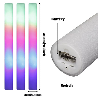 Vibrant 15/30 Pcs LED Glow Sticks - Colorful RGB Cheer Tubes for Parties, Weddings, and Events!