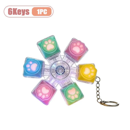 Cat Paw Clicker Keychain with LED Light - Stress Relief Fidget Toy for Anxiety - Portable and Fun!