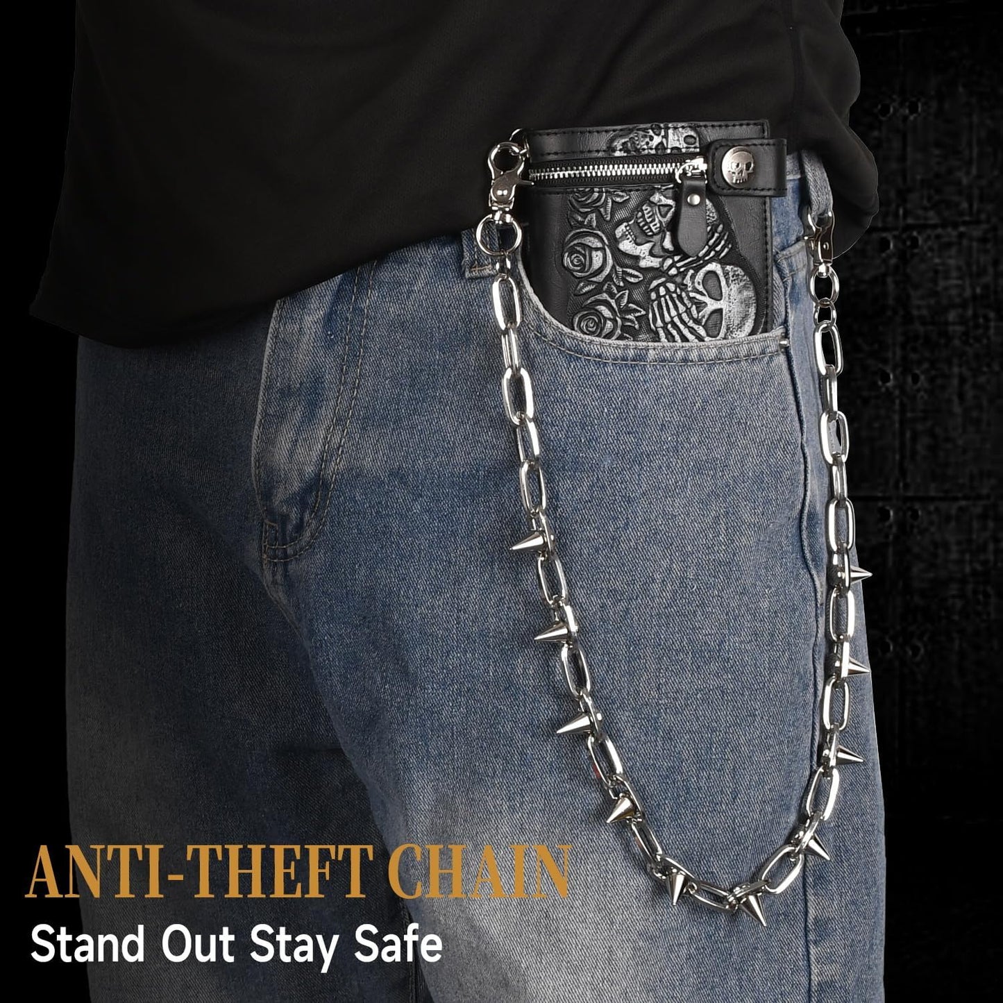Wallet Chain Pants Chain Hip Hop Punk Jeans Chain Key Chain Goth Heavy Rivet Accessories for Women Men