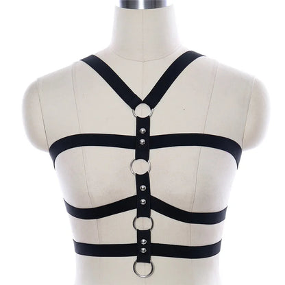 Red Garters Belt Body Harness Bondage Stockings Suspenders Belt Elastic Adjust Strap Lingerie Goth Fetish Dance Wear