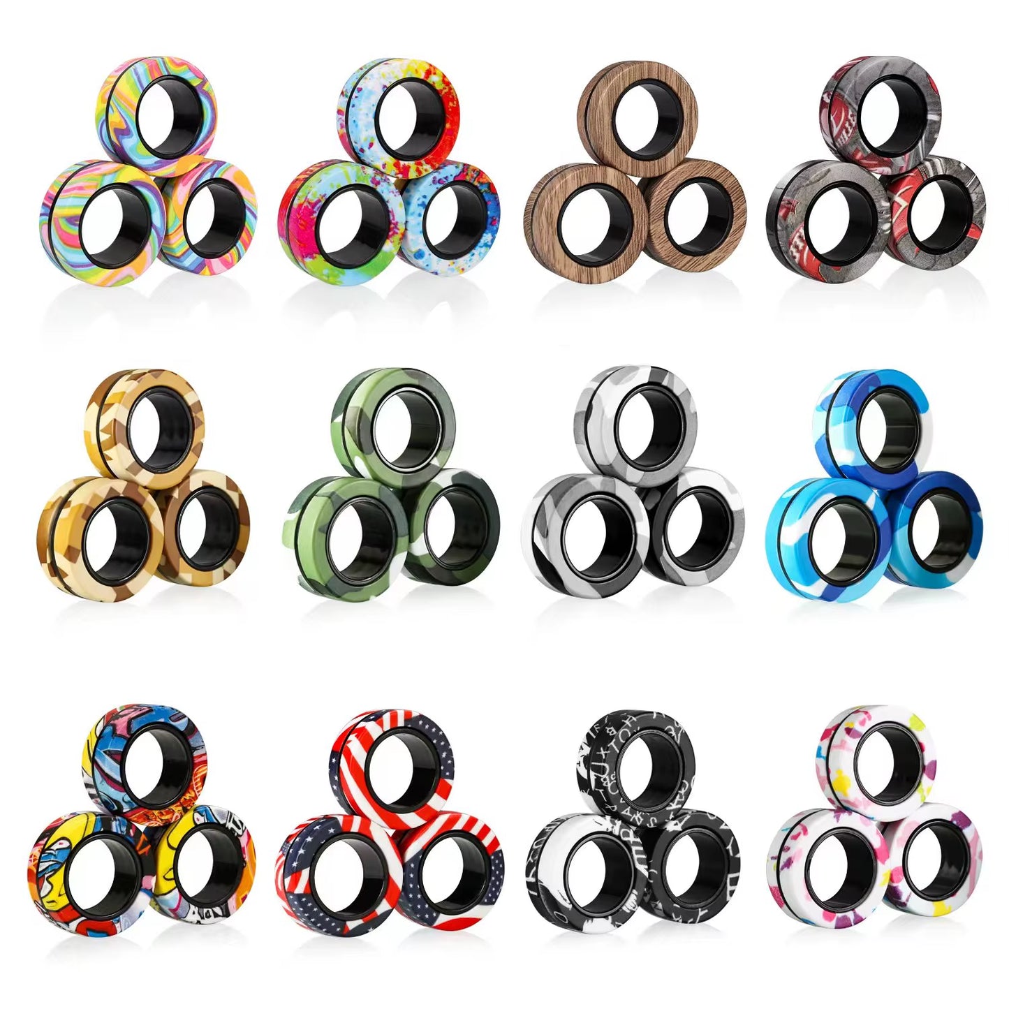 Magical 3Pcs Fidget Spinner Magnetic Ring Set - Stress Relief Toys for Adults & Kids, Perfect for Anxiety Management!