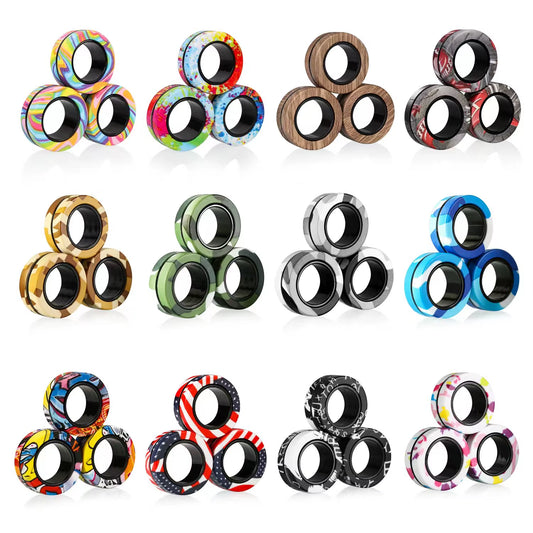 Magical 3Pcs Fidget Spinner Magnetic Ring Set - Stress Relief Toys for Adults & Kids, Perfect for Anxiety Management!