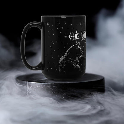 Black Cat Mug 15Oz Cat Lover Gifts for Women Funny Goth Coffee Mug - Witch, Goth Decor Christmas Cup with Cats Goth Gift Witchy Gifts for Women, Men - Xmas Decorations Cats Christmas Gothic Home Decor