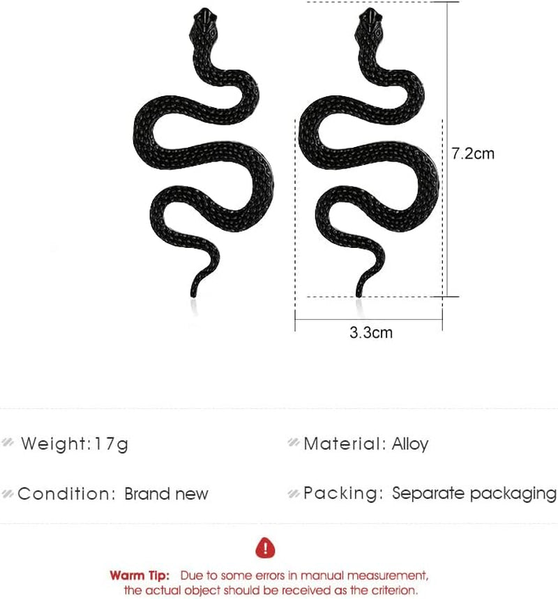 Snake Earrings for Women Dangle Halloween Jewelry Snake Accessories Black Gothic Goth Earrings Punk Sperpent Edgy Grunge Earring Halloween