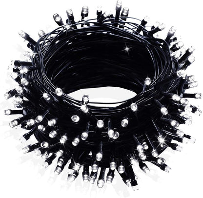 Black and White Christmas Decorations, Black Christmas Lights 33Ft 100 LED with Memory Function, 8 Modes Gothic String Lights for Tree, Goth Home, Indoor Outdoor
