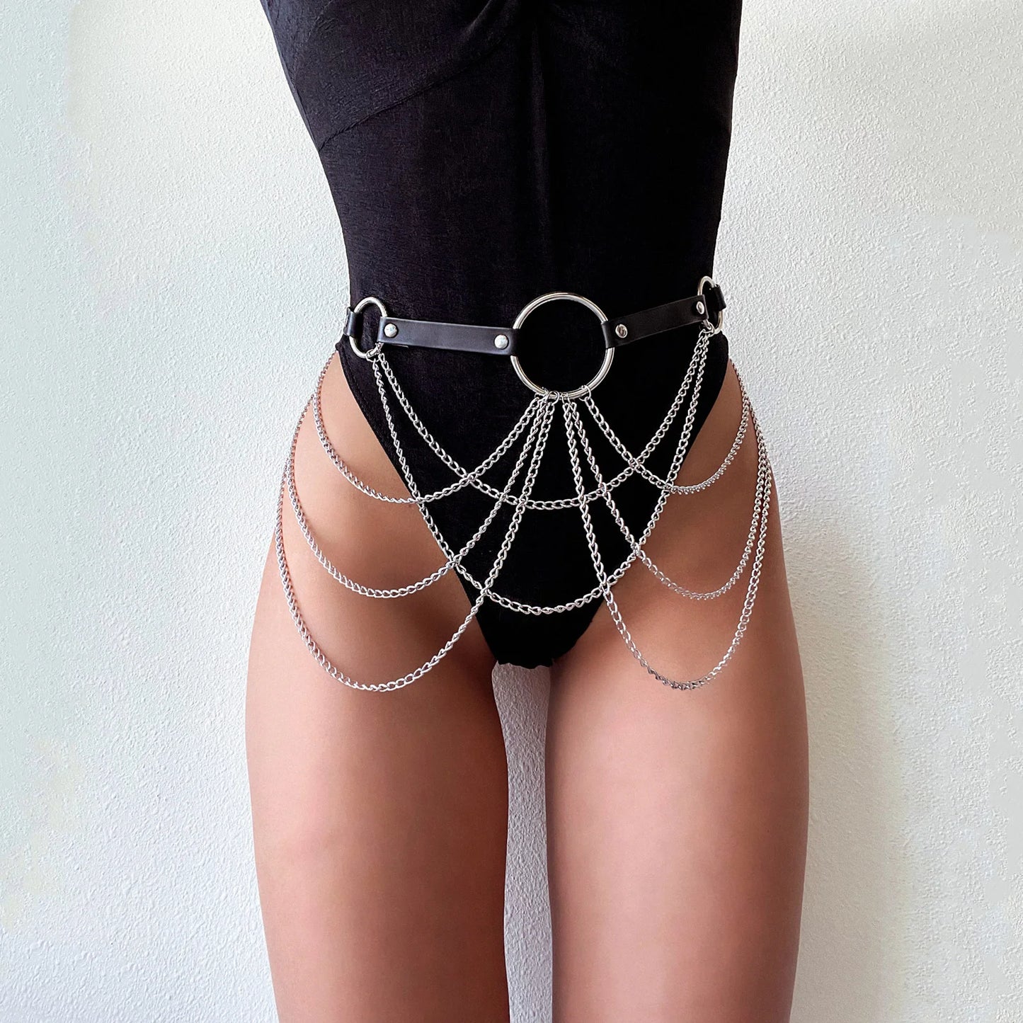 Goth Leather Body Harness Chain Bra Top Chest Waist Belt Witch Gothic Punk Fashion Festival Jewelry Sexy Accessories