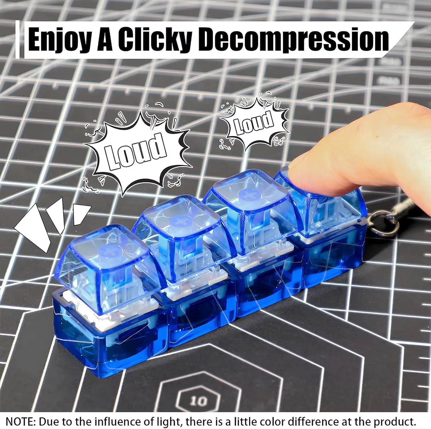 4-In-1 Keyboard Clicker Fidget Toy - Stress Relief Keychain for Fun & Focus