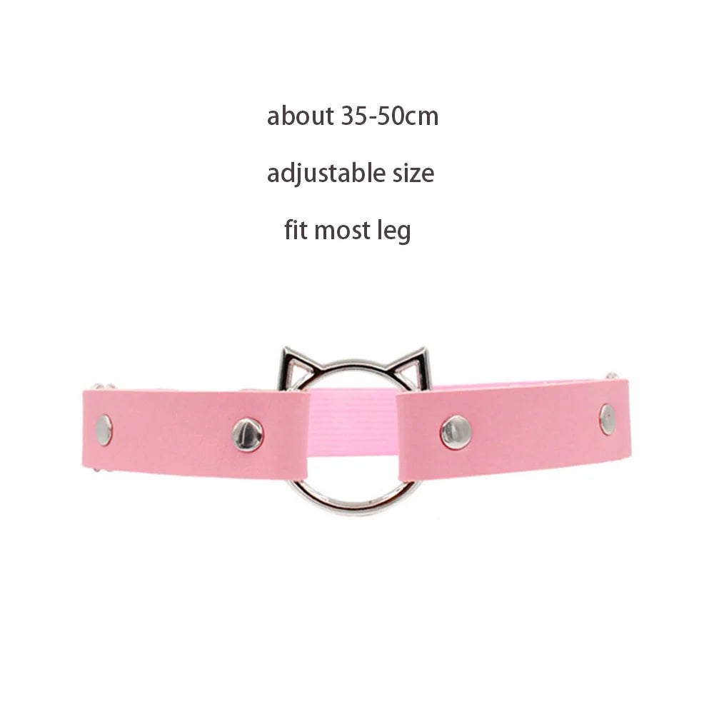 Sexy Leather Heart Belt Elastic Leg Thigh Garter Girl Women Harness Goth Accessories Black Gothic Rivet Punk Anklet