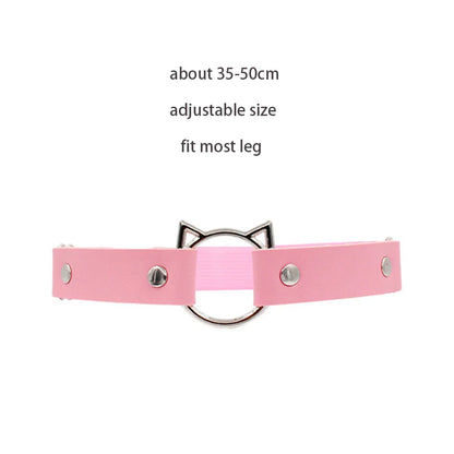 Sexy Leather Heart Belt Elastic Leg Thigh Garter Girl Women Harness Goth Accessories Black Gothic Rivet Punk Anklet