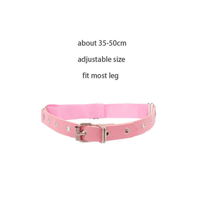 Sexy Leather Heart Belt Elastic Leg Thigh Garter Girl Women Harness Goth Accessories Black Gothic Rivet Punk Anklet