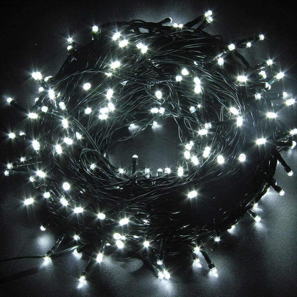 Black and White Christmas Decorations, Black Christmas Lights 33Ft 100 LED with Memory Function, 8 Modes Gothic String Lights for Tree, Goth Home, Indoor Outdoor