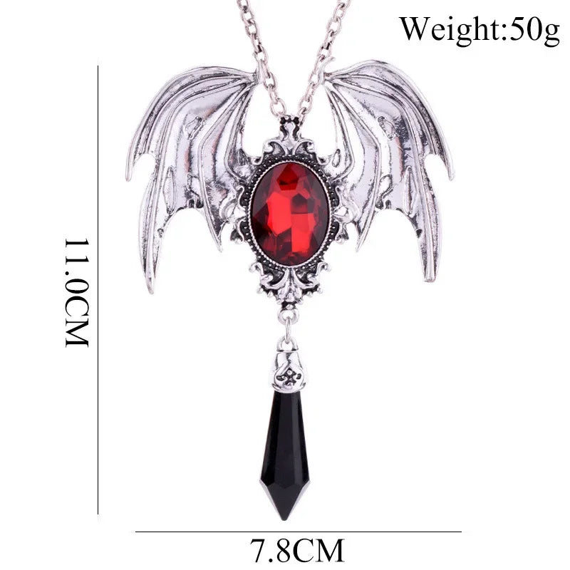 Gothic dragon bat eagle heart rose pendant necklace with intricate design, unisex costume jewelry for men and women.