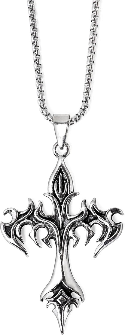 Gothic Cross Necklace, Goth Emo Punk Grunge Necklace, Costume Jewelry, Halloween Christmas Goth Jewelry Gift for Women
