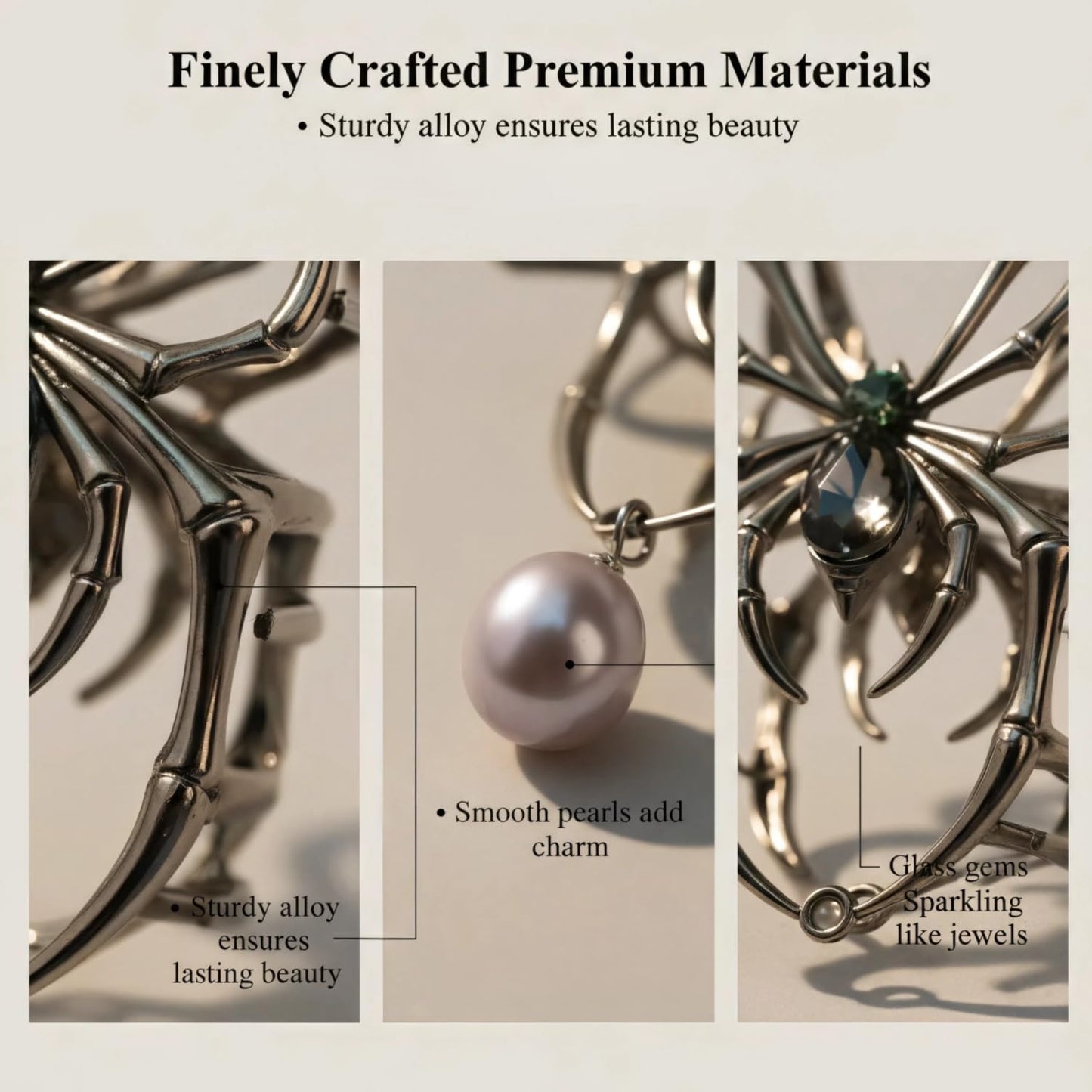 FAIRCHIC Spooky Chic Halloween goth hair claw clips in a 3-pack featuring spider web and bone designs for all hair types.