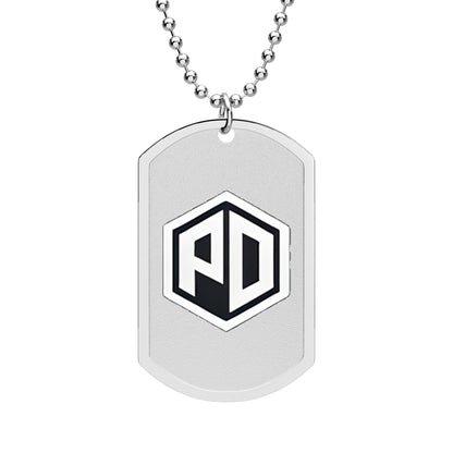 Hexagon PD Logo Dog Tag Necklace — Engraved Military-Style Pendant