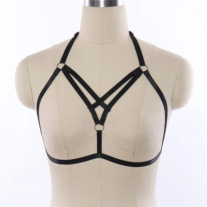 Red Garters Belt Body Harness Bondage Stockings Suspenders Belt Elastic Adjust Strap Lingerie Goth Fetish Dance Wear
