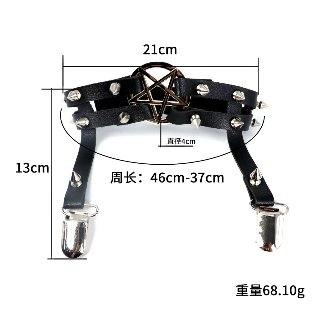 UYEE Leg Strap Garter Belt Pentagram Thigh Harness Women Girls Goth Cosplay Accessories Harajuku Egirl Jewelry