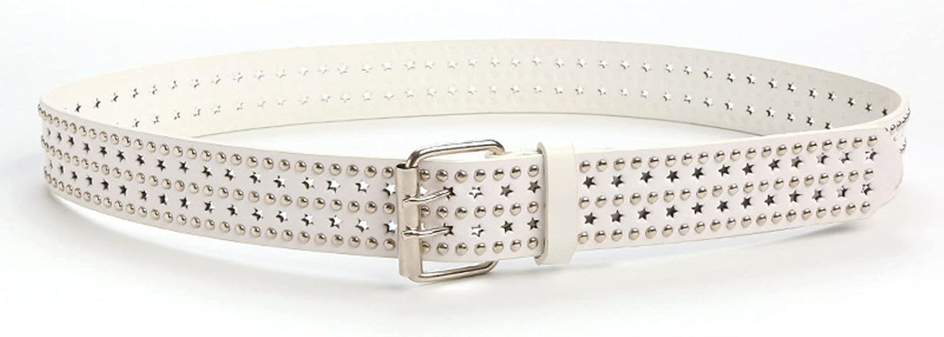 Double Grommet Leather Belt for Women Men Goth Studded Belt Punk Jeans Y2K Belt